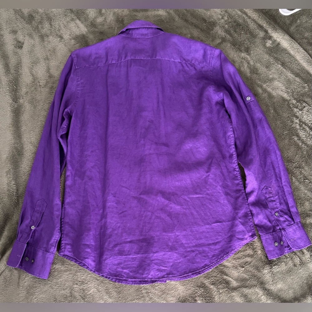 Ralph Lauren Linen Purple Button Down Shirt - Picture 2 of 4